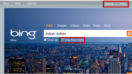Country specific search on Bing.com Country specific search on Bing.com