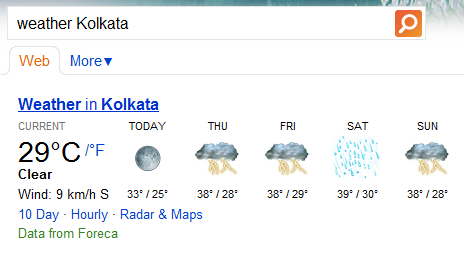 Check weather reports of a city or location with Bing search Check weather reports of a city or location with Bing search