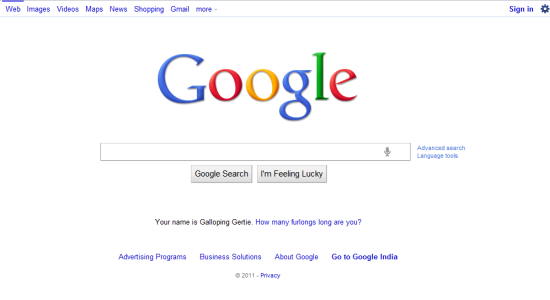 White menu bar of Google.com