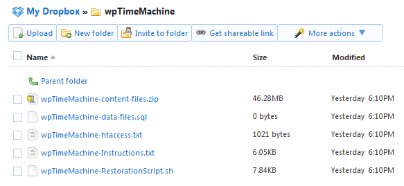 Backup WordPress blog online to Dropbox