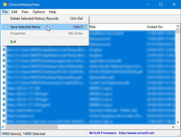 Export Google Chrome History To CSV, Text Or HTML File