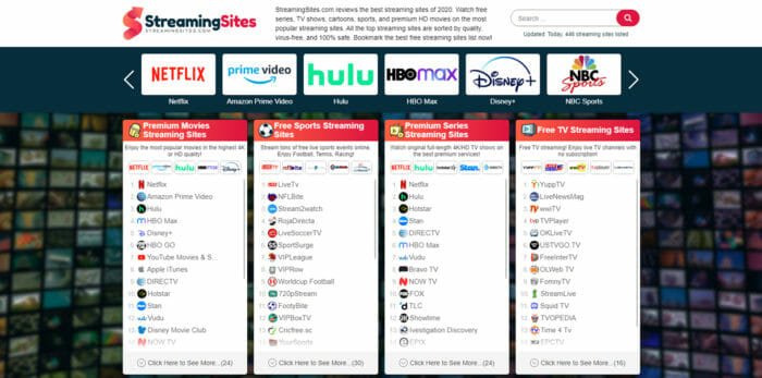 Sites de diffusion en continu