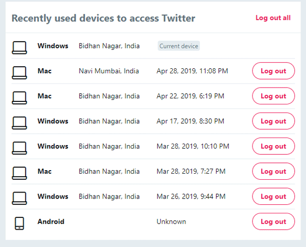 Check The Last Login Time And Location On Twitter