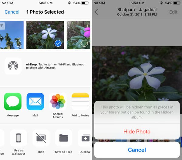 How to hide photo on iPhone