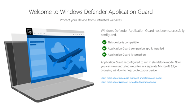 Windows Defender Application Guard browser extension