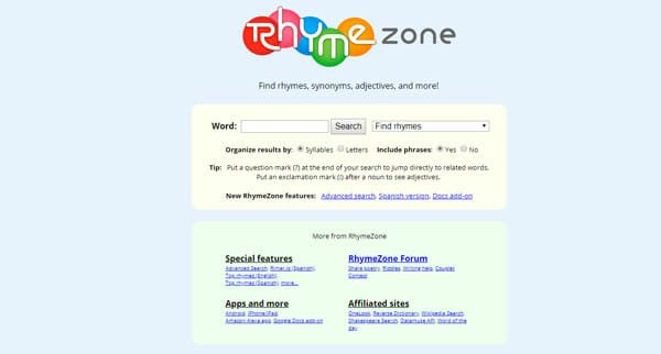 RhymingZone Best Sites To Find Rhyming Words