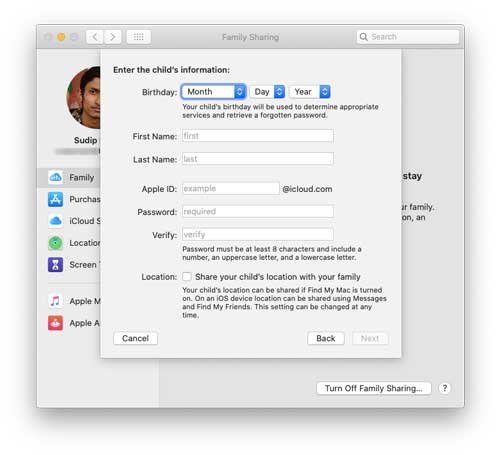 How To Create Apple ID For Child From macOS Catalina