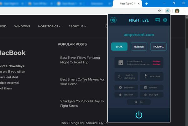 dark mode google chrome addon
