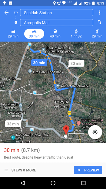 Check Bike Route on Google Maps