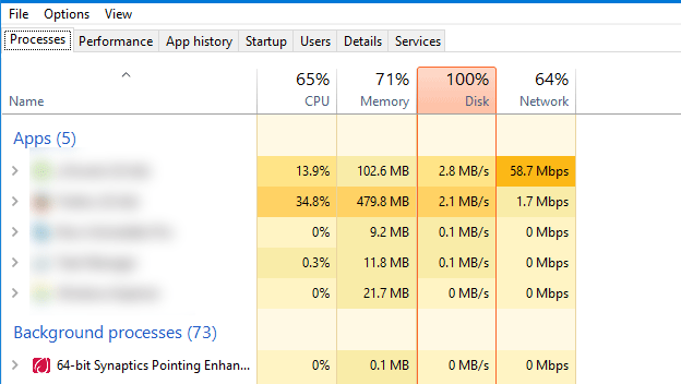 100% Disk usage issue on Windows 10