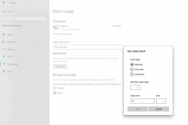 How To Set Data Limit On Windows 10