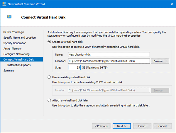 Connect Virtual Hard Disk