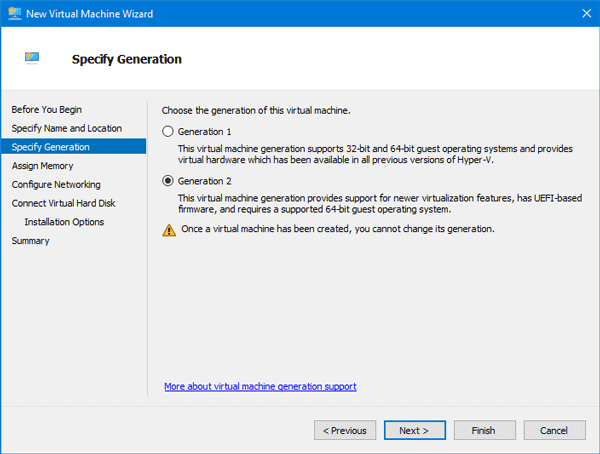 Create Virtual Machine using Hyper V in Windows 10