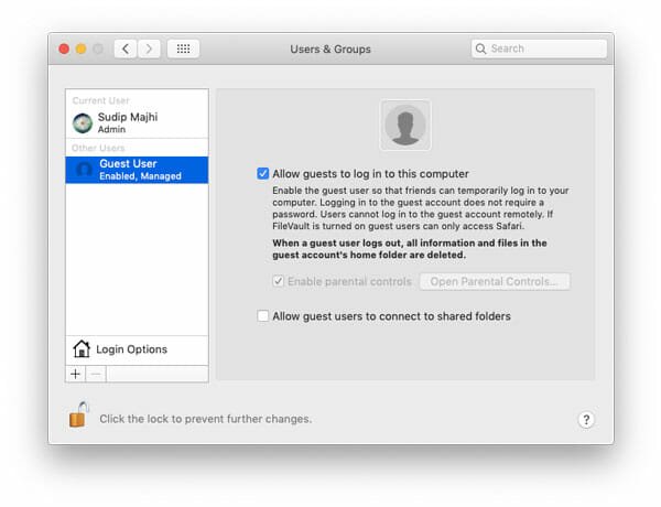 Enable Or Disable Guest User Login On macOS Mojave