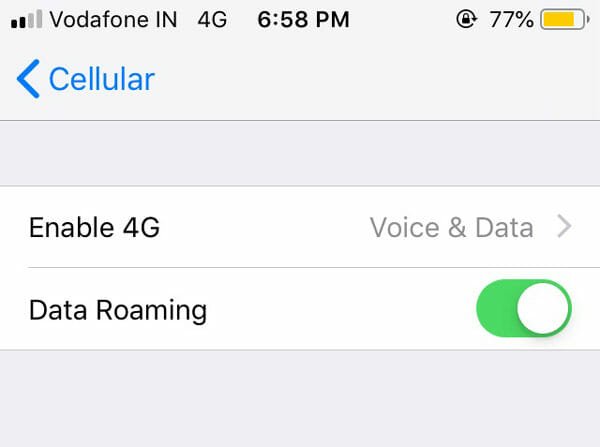 Enable Roaming on iOS