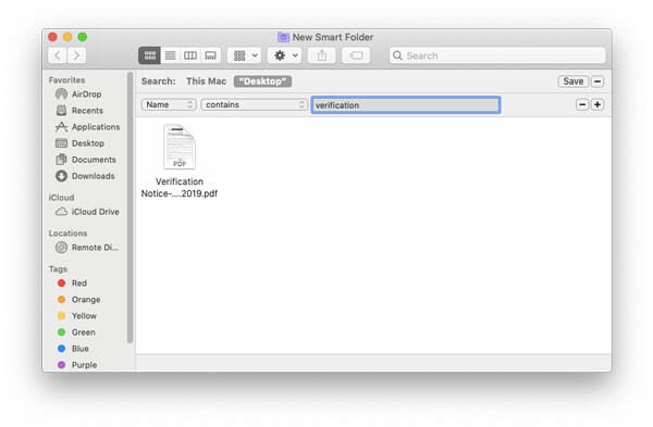 Find Files using Smart Folder in macOS mojave