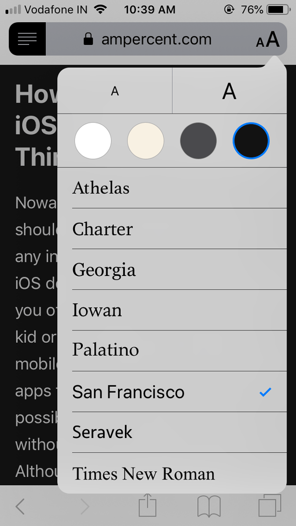 Read Website In Dark Mode In Apple Safari For iOS 12