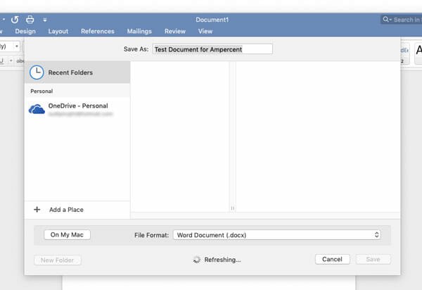 Save Microsoft Office Documents in OneDrive On Mac
