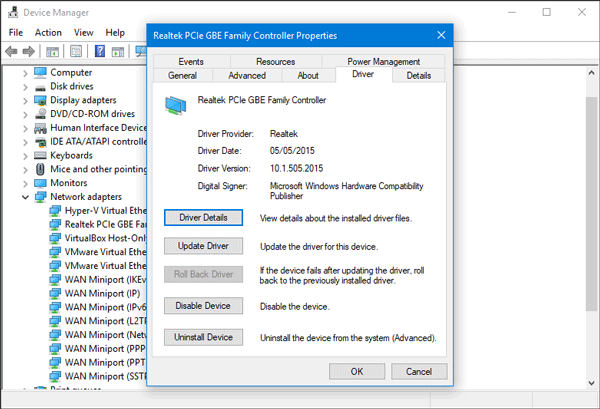 Uninstall Reset Network Driver in Windows 10