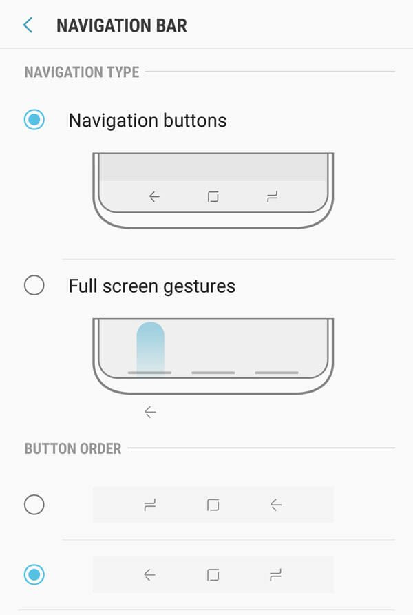 Change navigation bar in Galaxy S10