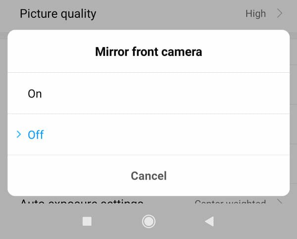 Mirror Front camera
