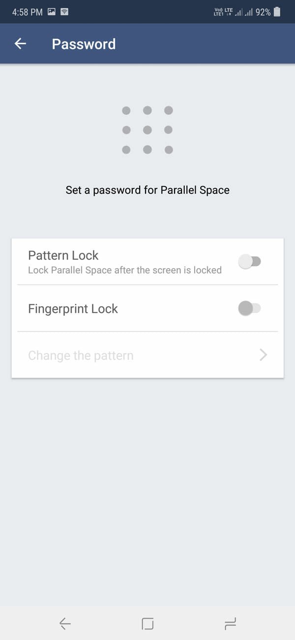 Lock Parallel Space on Android