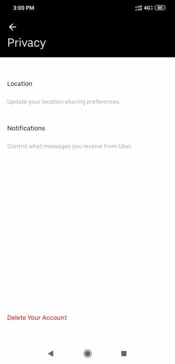 How to delete uber account