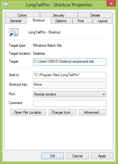 Add BAT file shortcut