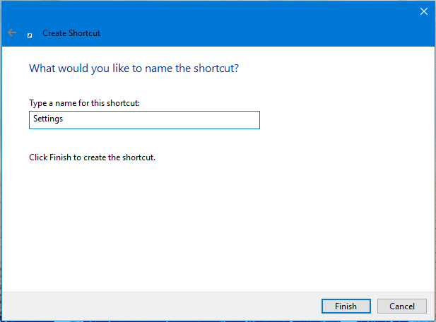 Add shortcut name in Windows 10