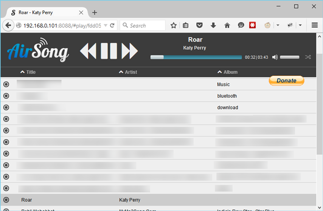 AirSong Streaming music to PC from Android