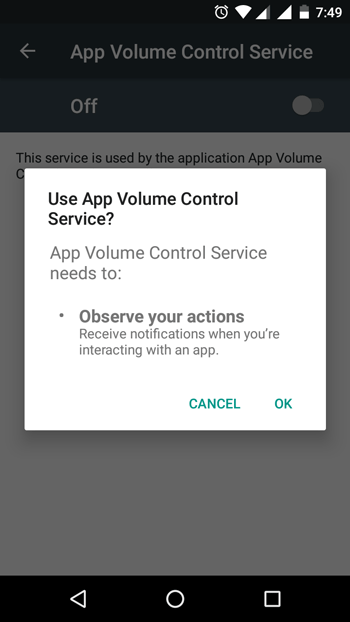 Allow App Volume Control on Android