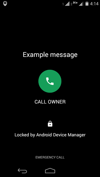 Android Device Manager lock screen