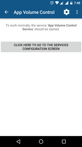 App Volume Control Start screen