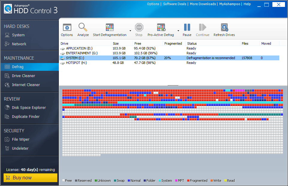 Ashampoo HDD Control Defrag