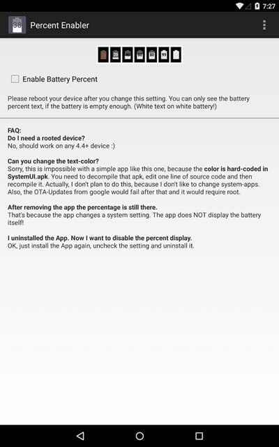 Battery Percent Enabler - Get Android Marshmallow like Battery Percentage in Older Android