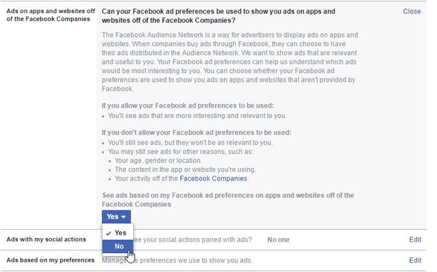 Change Facebook ad settings