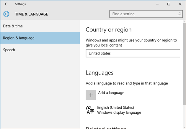 Change Windows Display Language in Windows 10