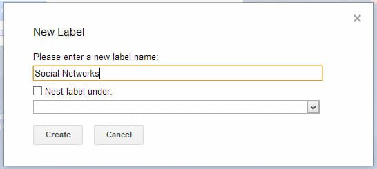 Create a new label in Gmail for filtering.