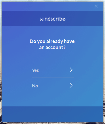 Create account in windscribe