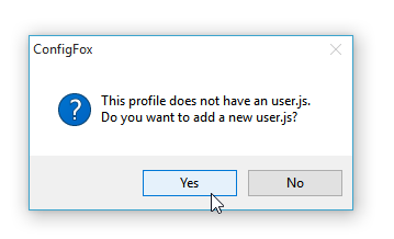 Create user file by ConfigFox