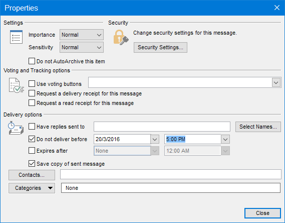 Delay Delivery in Outlook