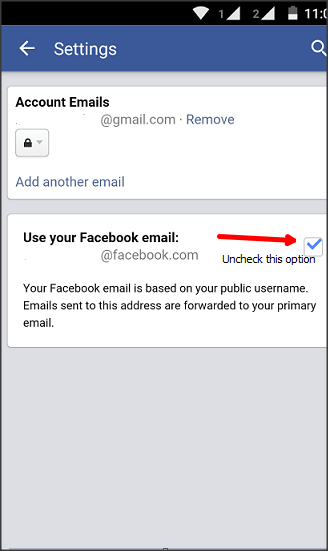 Disable Facebook email Id_Facebook App
