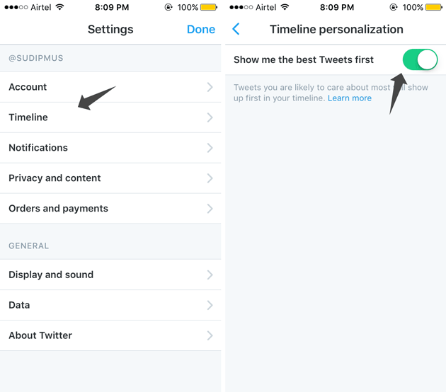 Disable best tweet first on iOS