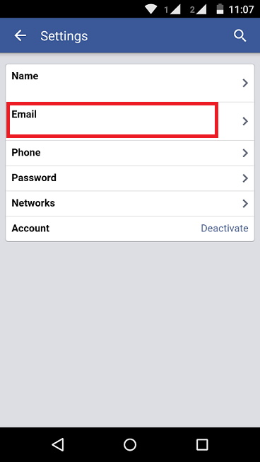 Email in Facebook App