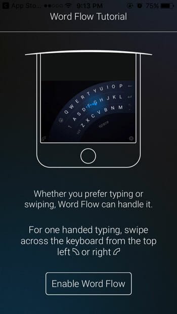 Enable Word Flow keyboard on iOS
