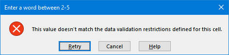 Example error message in excel 2016