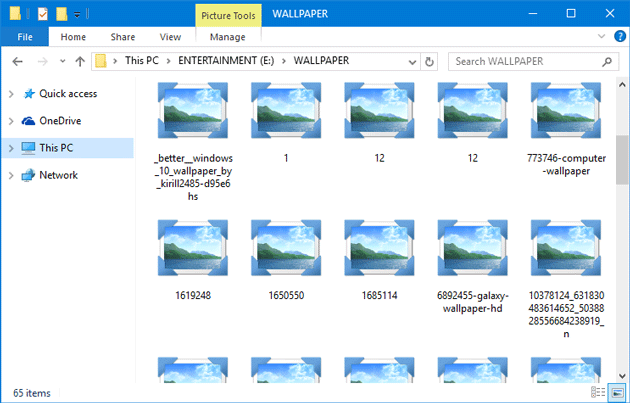 Example of icons without thumbnails