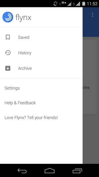 Flynx for Android Settings