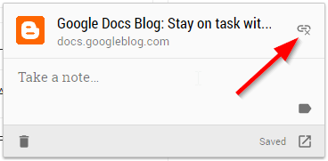 Google Keep Extension Link Removing Option