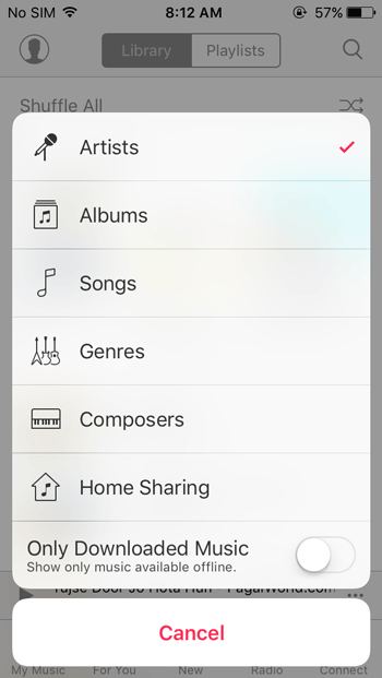 Home sharing settings in iOS